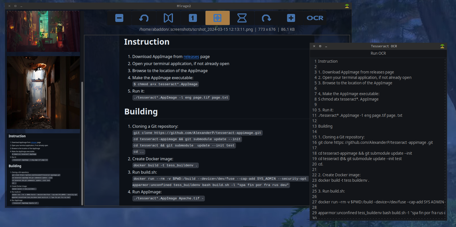 2 Mirage2 having ran OCR on image. 