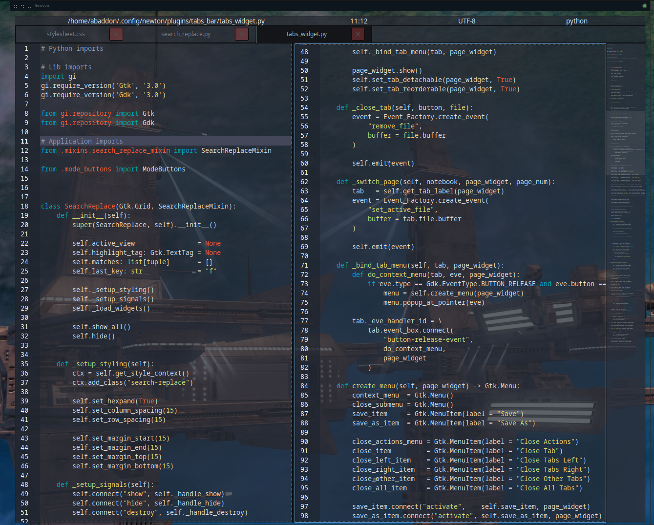 2 Newton split pane view.