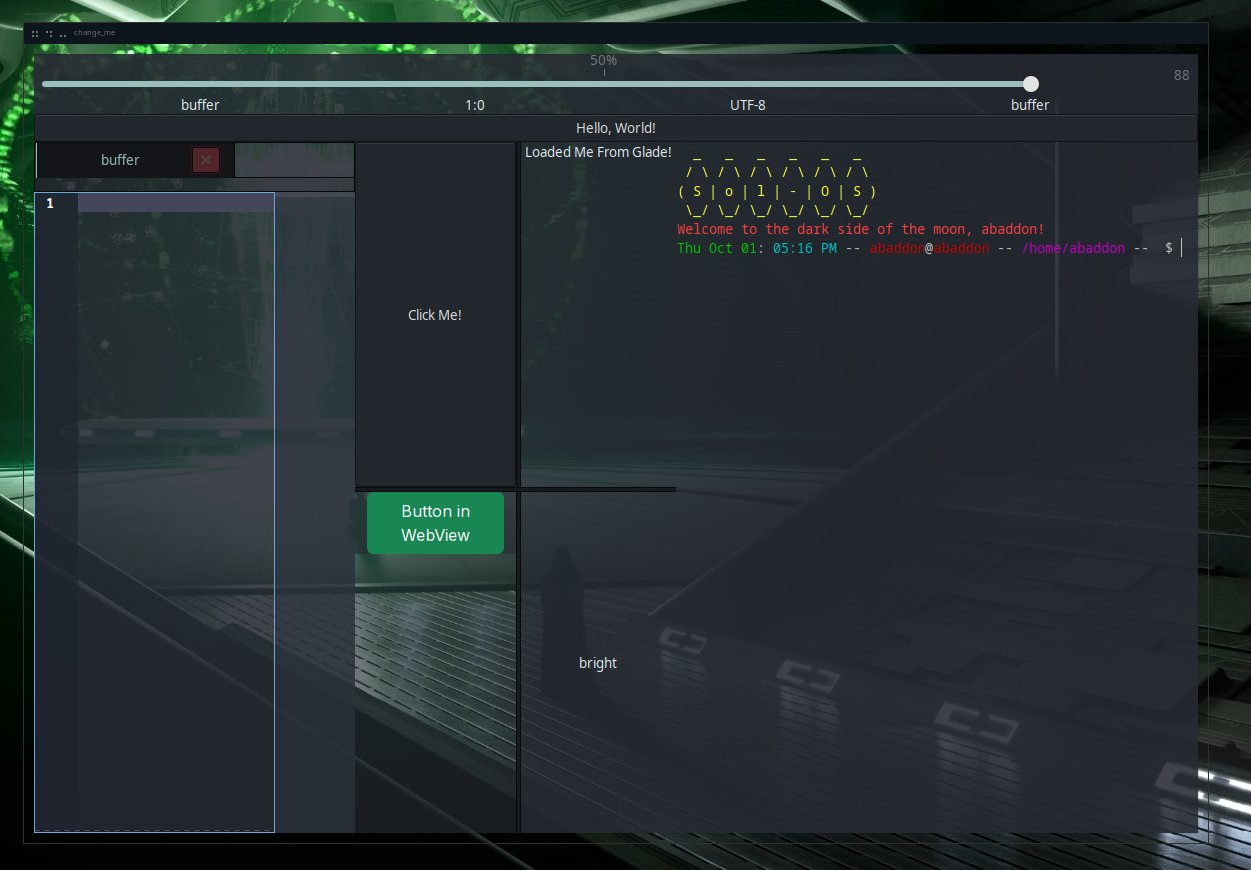 1 Displaying template project and example widgets. 